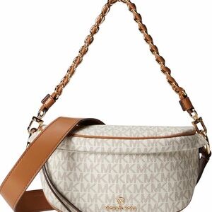 Michael Michael Kors Slater Extra Small Sling Pack Messenger Bag in Cream/Acorn